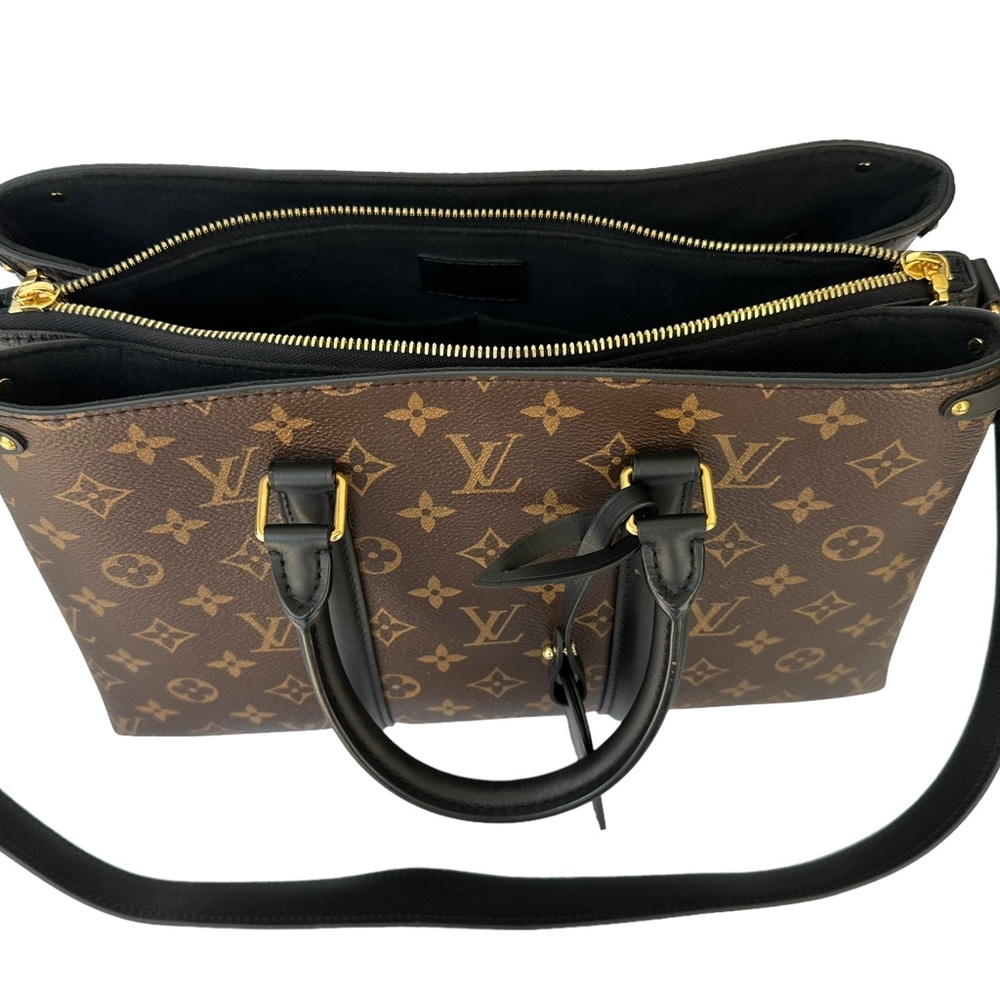 Louis Vuitton Soufflot MM Satchel Brown Monogram Canvas Black Shoulder Handbag - Picture 6 of 14